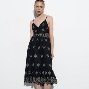 NEW ZARA black midi dress